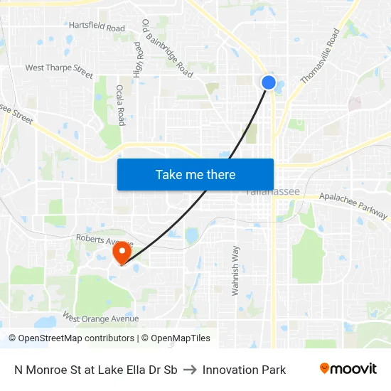N Monroe St at Lake Ella Dr Sb to Innovation Park map