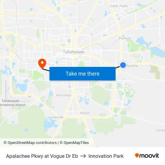 Apalachee Pkwy at Vogue Dr Eb to Innovation Park map