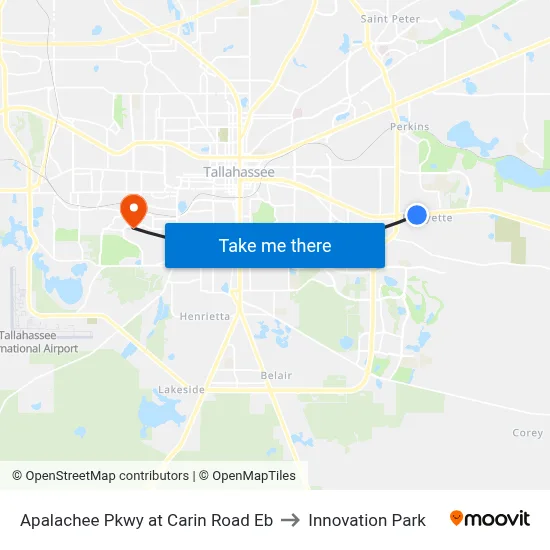 Apalachee Pkwy at Carin Road Eb to Innovation Park map