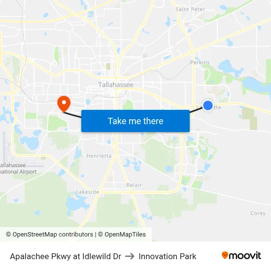 Apalachee Pkwy at Idlewild Dr to Innovation Park map