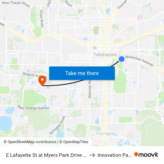 E Lafayette St at Myers Park Drive Eb to Innovation Park map