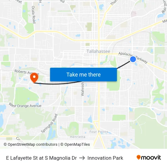 E Lafayette St at S Magnolia Dr to Innovation Park map