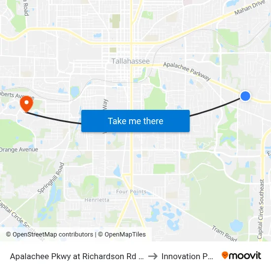 Apalachee Pkwy at Richardson Rd Eb to Innovation Park map