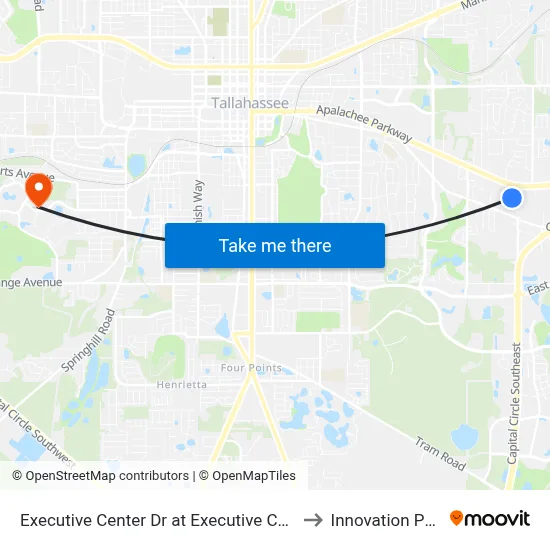 Executive Center Dr at Executive Cente to Innovation Park map