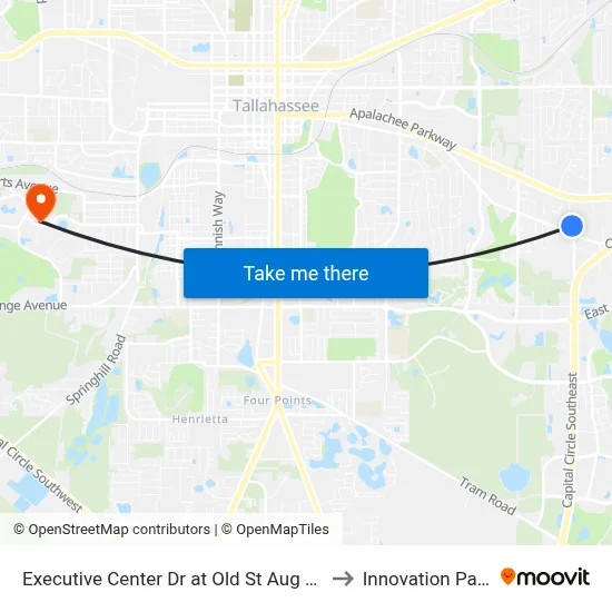 Executive Center Dr at Old St Aug Sb to Innovation Park map
