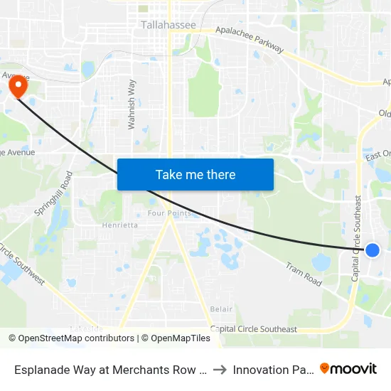 Esplanade Way at Merchants Row Sb to Innovation Park map