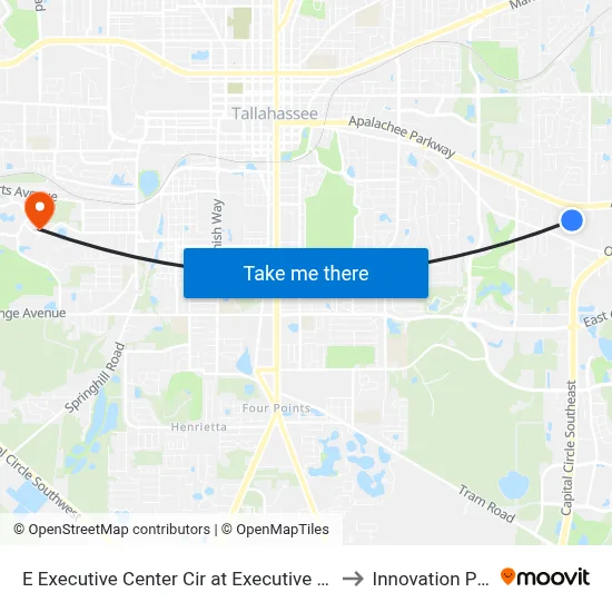 E Executive Center Cir at Executive Ce Dr to Innovation Park map