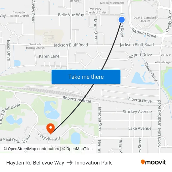 Hayden Rd Bellevue Way to Innovation Park map