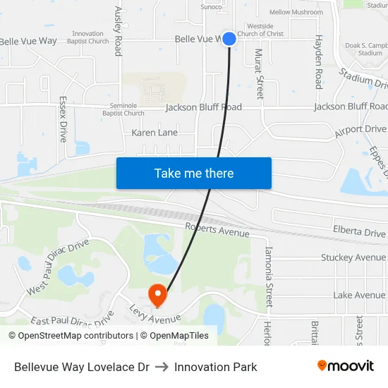 Bellevue Way Lovelace Dr to Innovation Park map