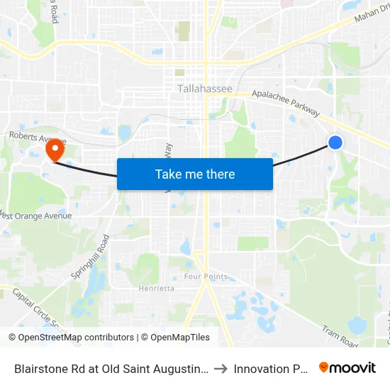 Blairstone Rd at Old Saint Augustine R to Innovation Park map