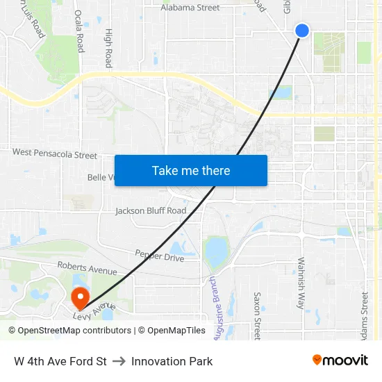 W 4th Ave Ford St to Innovation Park map