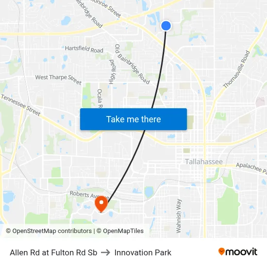 Allen Rd at Fulton Rd Sb to Innovation Park map