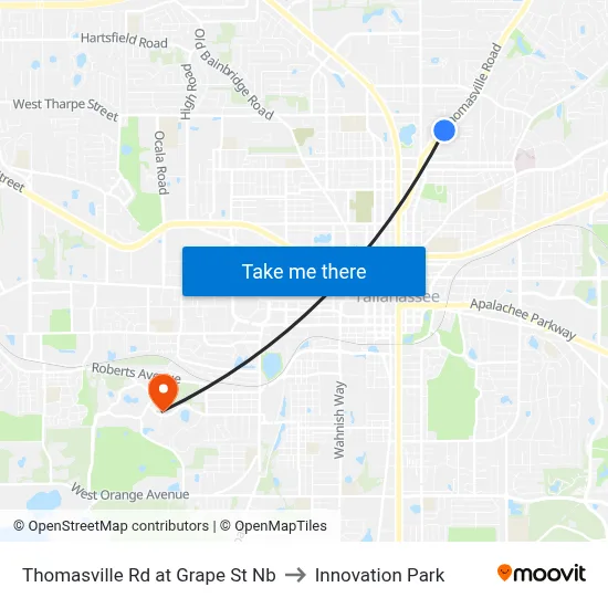 Thomasville Rd at Grape St Nb to Innovation Park map