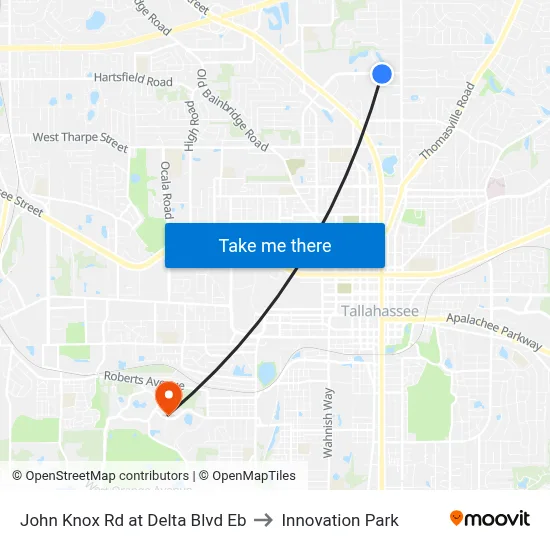 John Knox Rd at Delta Blvd Eb to Innovation Park map