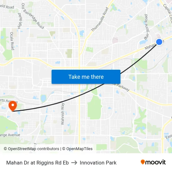Mahan Dr at Riggins Rd Eb to Innovation Park map