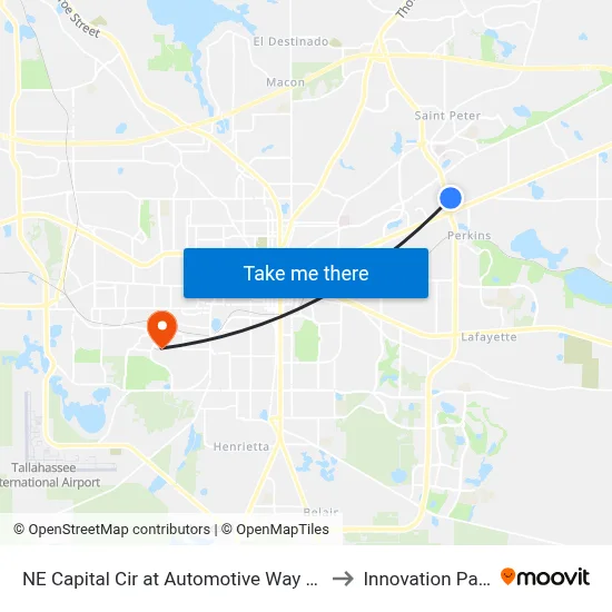 NE Capital Cir at Automotive Way Nb to Innovation Park map