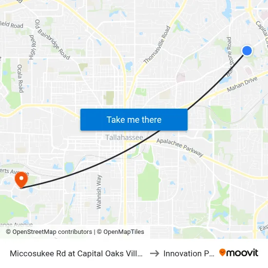 Miccosukee Rd at Capital Oaks Villas Wb to Innovation Park map