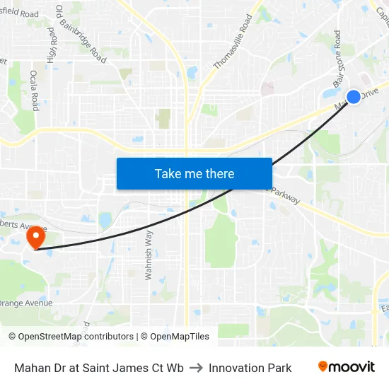 Mahan Dr at Saint James Ct Wb to Innovation Park map