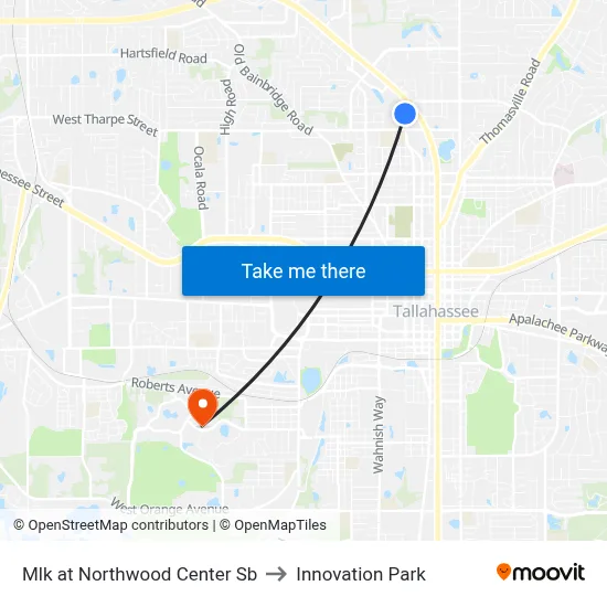 Mlk at Northwood Center Sb to Innovation Park map