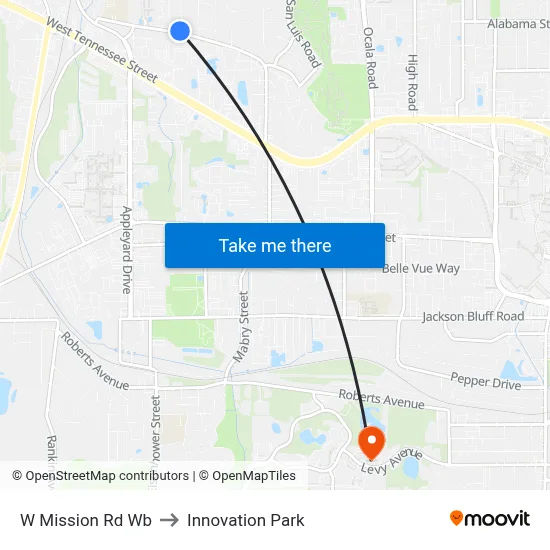 W Mission Rd Wb to Innovation Park map