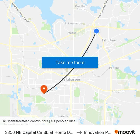 3350 NE Capital Cir Sb at Home Depot to Innovation Park map
