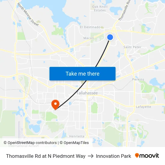 Thomasville Rd at N Piedmont Way to Innovation Park map