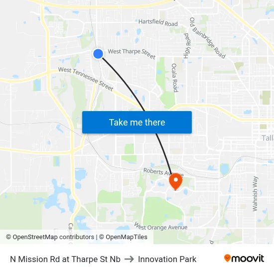 N Mission Rd at Tharpe St Nb to Innovation Park map