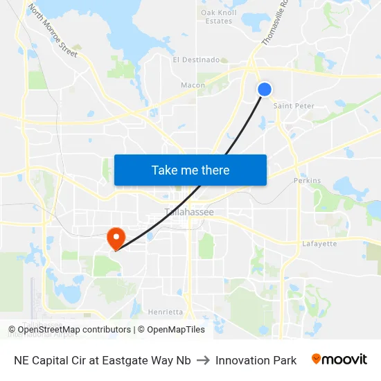 NE Capital Cir at Eastgate Way Nb to Innovation Park map