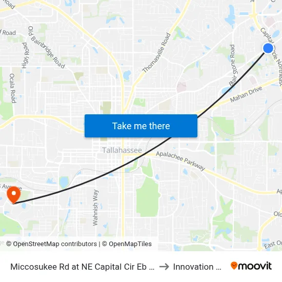 Miccosukee Rd at NE Capital Cir Eb (Near) to Innovation Park map