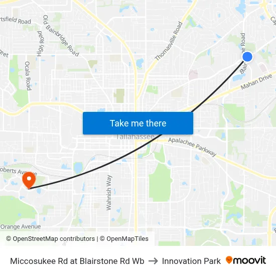 Miccosukee Rd at Blairstone Rd Wb to Innovation Park map