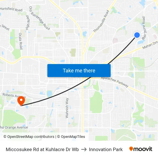 Miccosukee Rd at Kuhlacre Dr Wb to Innovation Park map