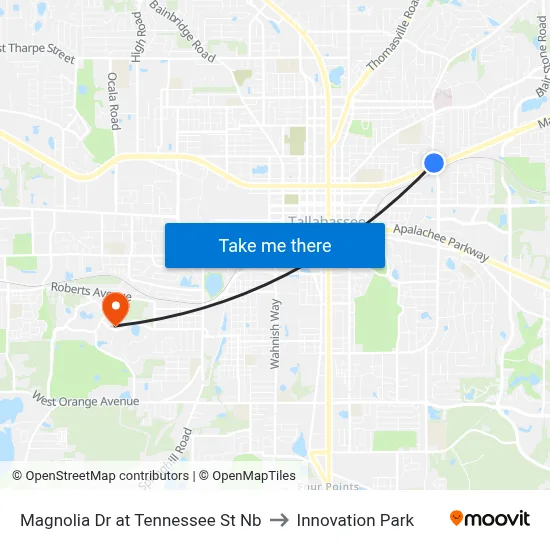 Magnolia Dr at Tennessee St Nb to Innovation Park map
