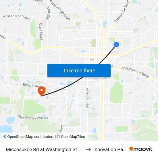 Miccosukee Rd at Washington St Eb to Innovation Park map