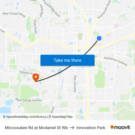 Miccosukee Rd at Mcdaniel St Wb to Innovation Park map