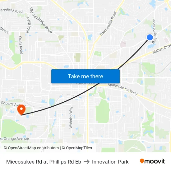 Miccosukee Rd at Phillips Rd Eb to Innovation Park map