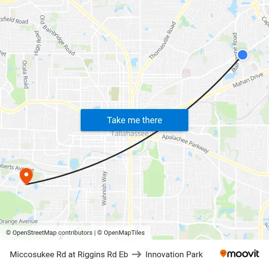 Miccosukee Rd at Riggins Rd Eb to Innovation Park map