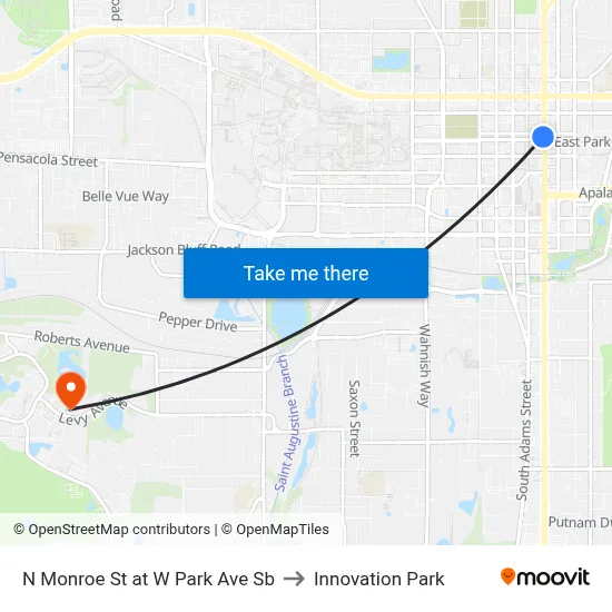 N Monroe St at W Park Ave Sb to Innovation Park map