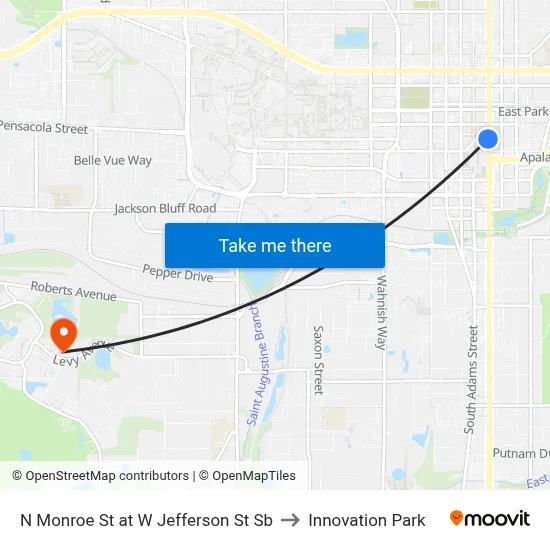 N Monroe St at W Jefferson St Sb to Innovation Park map