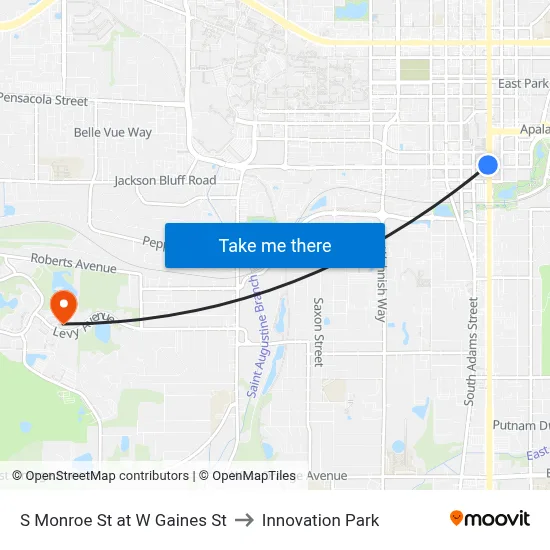 S Monroe St at W Gaines St to Innovation Park map
