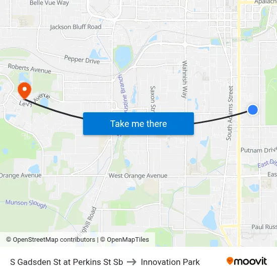 S Gadsden St at Perkins St Sb to Innovation Park map