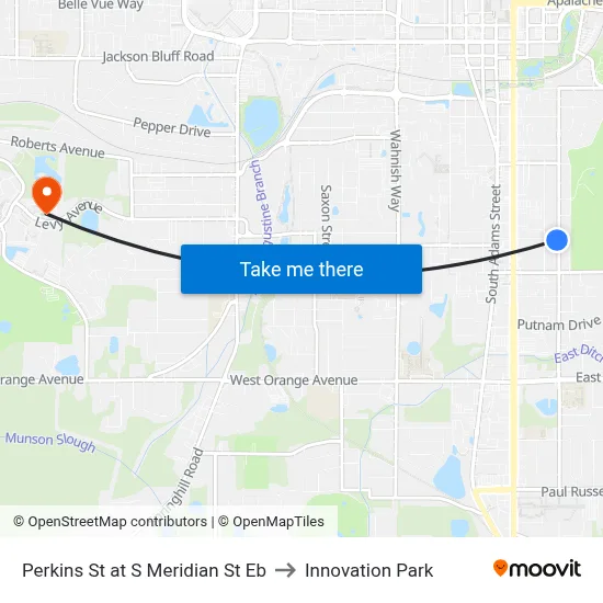 Perkins St at S Meridian St Eb to Innovation Park map