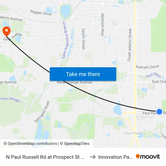 N Paul Russell Rd at Prospect St Wb to Innovation Park map