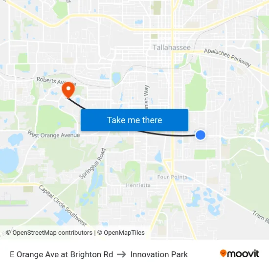 E Orange Ave at Brighton Rd to Innovation Park map