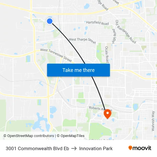 3001 Commonwealth Blvd Eb to Innovation Park map