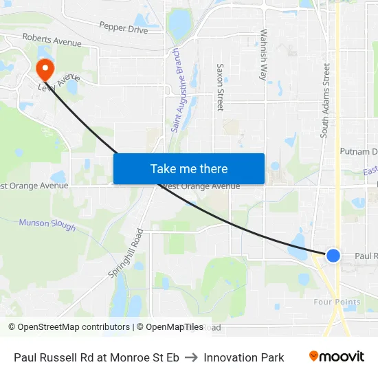 Paul Russell Rd at Monroe St Eb to Innovation Park map