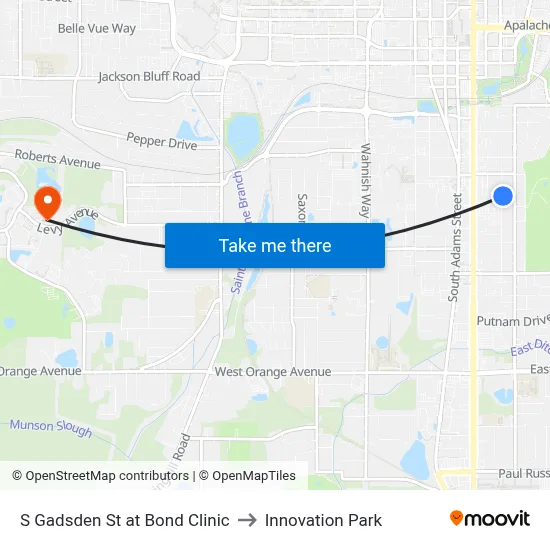 S Gadsden St at Bond Clinic to Innovation Park map