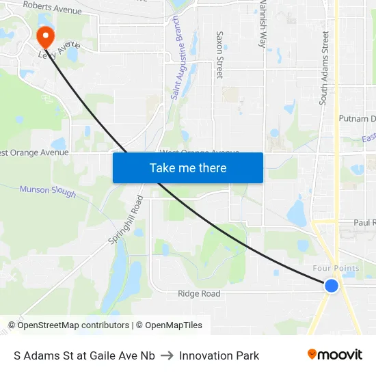 S Adams St at Gaile Ave Nb to Innovation Park map
