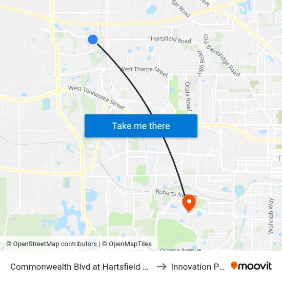 Commonwealth Blvd at Hartsfield Rd Eb to Innovation Park map