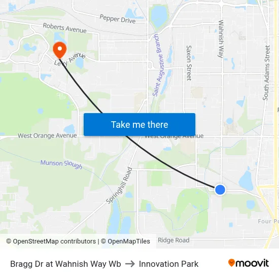 Bragg Dr at Wahnish Way Wb to Innovation Park map