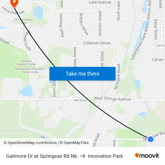 Galimore Dr at Springsax Rd Nb to Innovation Park map